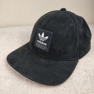 ADIDAS Logo Patch Hat Snapback Adjustable Black Felt Cotton Blend Casual Cap